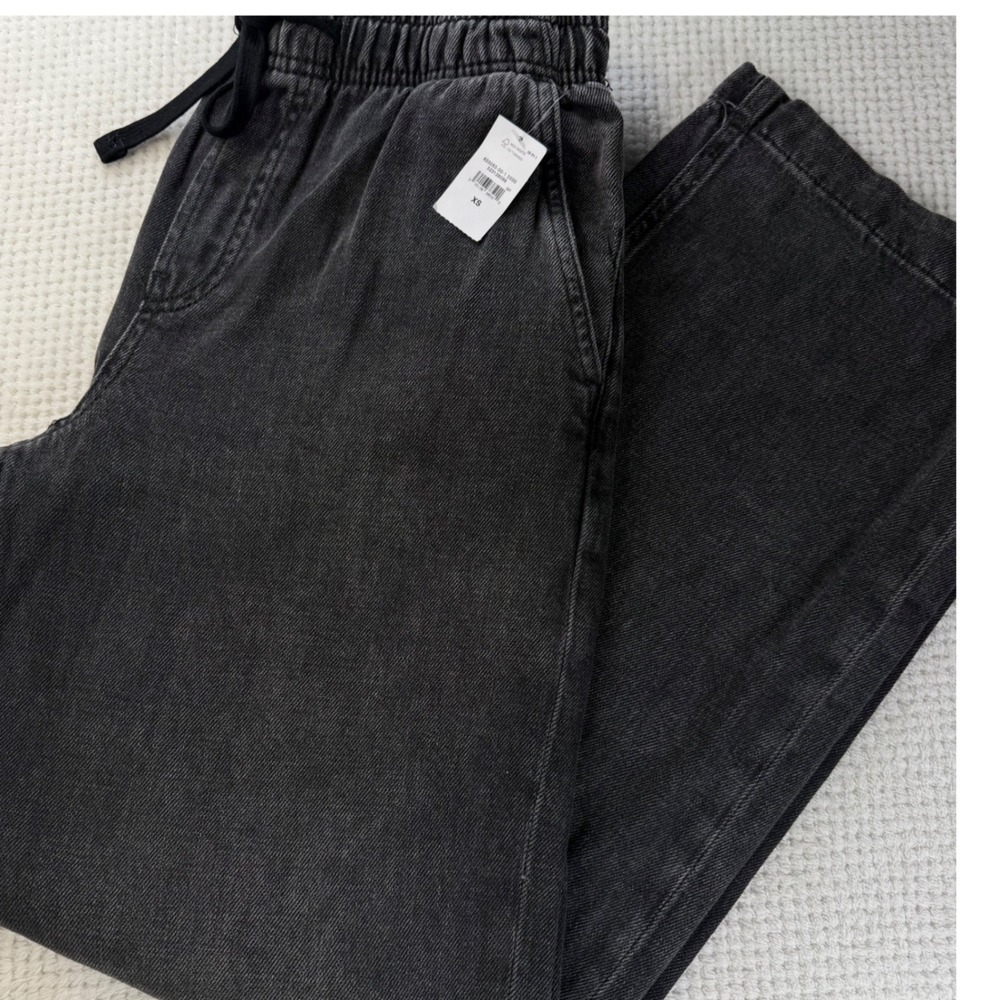 Gap Denim High Rise Wide-Leg Pants Washed Black Elastic Waist XS 820053 New